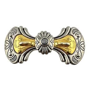 Vintage DAME Southwest Western Style Two Tone Scrolled Slide Belt Buckle